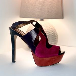 Tri-colored Leather Suede Jessica Simpson Heel